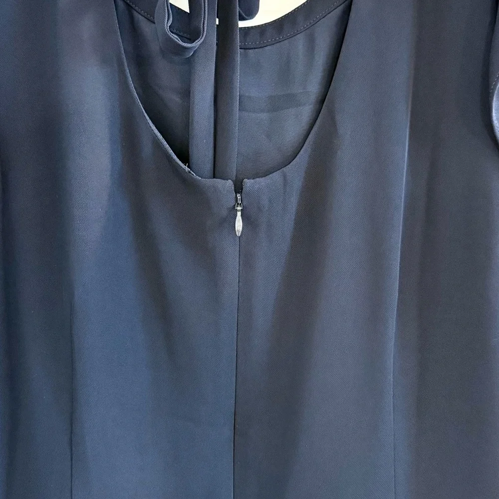 Loft Ruffle Sleeve Navy Shift Dress Size 10 - Picture 8 of 9